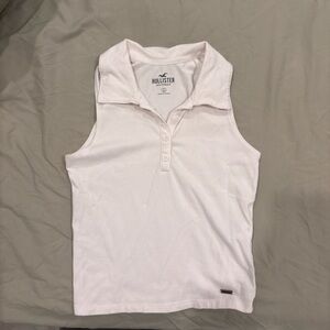 Hollister Cream Sleeveless Polo Top